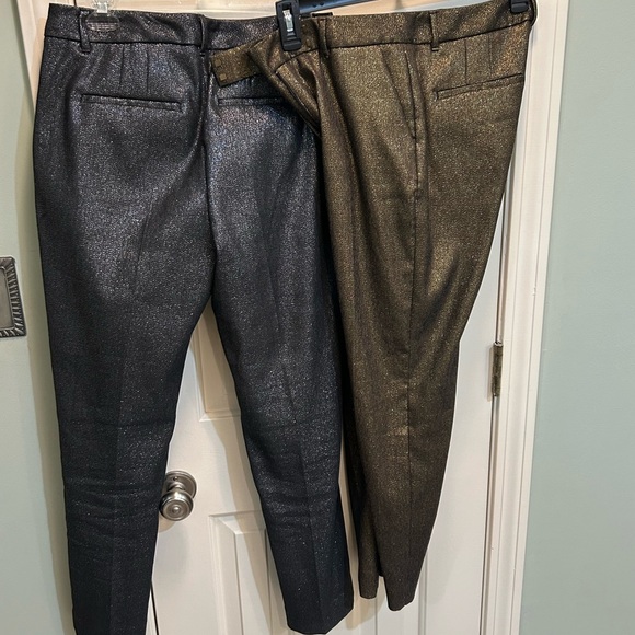 2 WHBM size 6 6L metallic the Slim ankle pants black pewter bronze skinny dressy - Picture 2 of 5